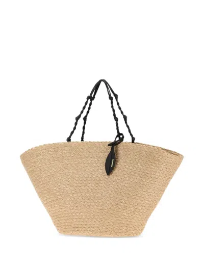 Jil Sander Raffia Large Tangle Bucket Handbag In Pattern
