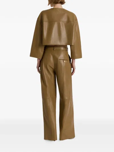 Alberta Ferretti Buttoned Leather Jacket In Brown