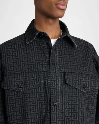 Balmain Monogram Maze Pattern Shirt In Blue