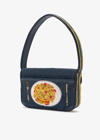 Staud Tommy Small Beaded Shoulder Bag In Multi