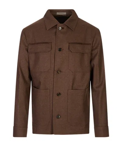 Corneliani Button-up Multi-pocket Jacket In Brown