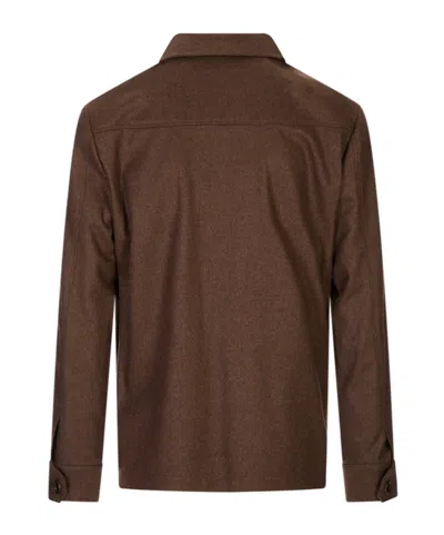 Corneliani Button-up Multi-pocket Jacket In Brown