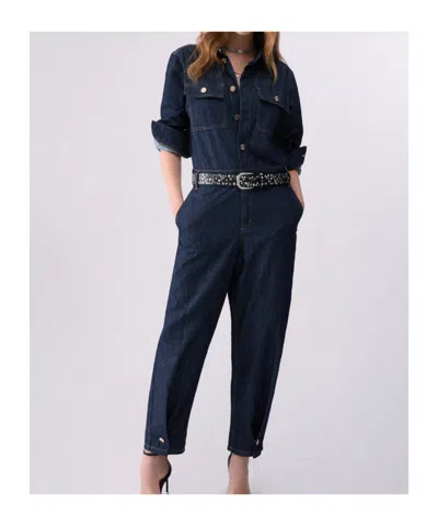 Liu •jo Belted Button-front Jumpsuit In Blue