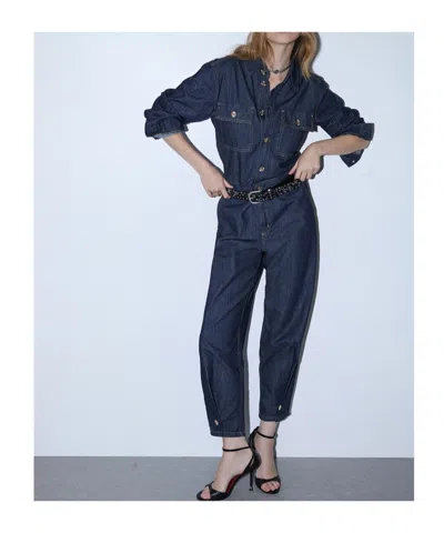 Liu •jo Belted Button-front Jumpsuit In Blue