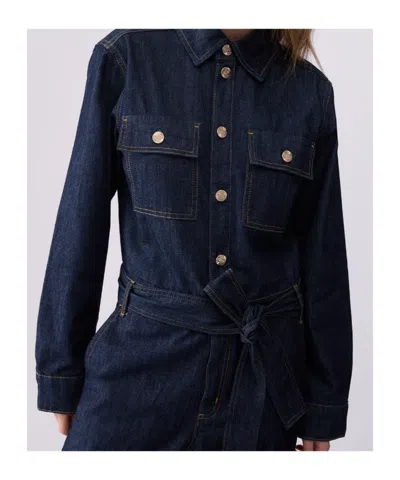 Liu •jo Belted Button-front Jumpsuit In Blue