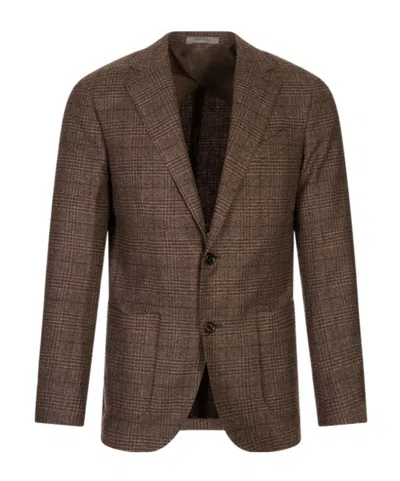 Corneliani Single-breasted Blazer In Brown