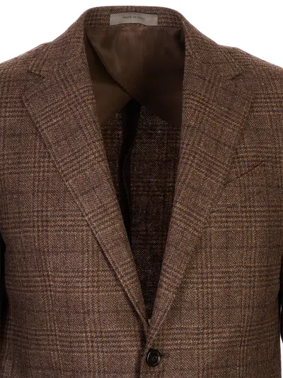 Corneliani Single-breasted Blazer In Brown
