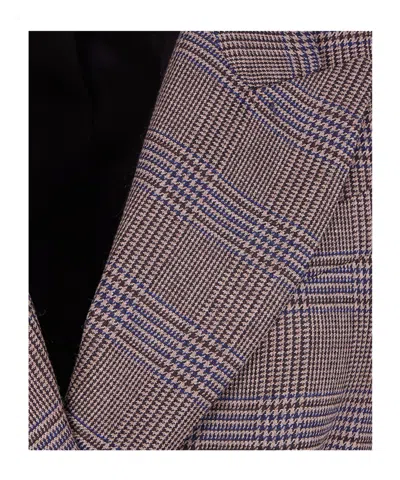 P.a.r.o.s.h Check-pattern Double-breasted Blazer In Gray