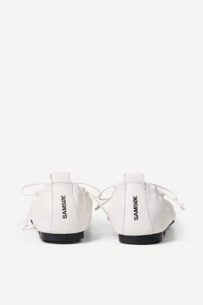 Samsoe & Samsoe Salilli Laced Ballet Flats In White