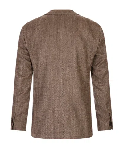 Corneliani Notched-lapels Single-breasted Blazer In Brown