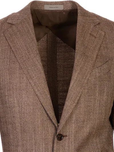 Corneliani Notched-lapels Single-breasted Blazer In Brown