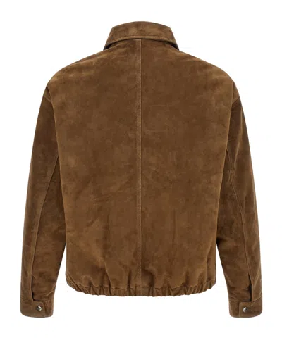 Giorgio Brato Suede Jacket Buttoned Cuffs Elasticated Hem Collar In Brown