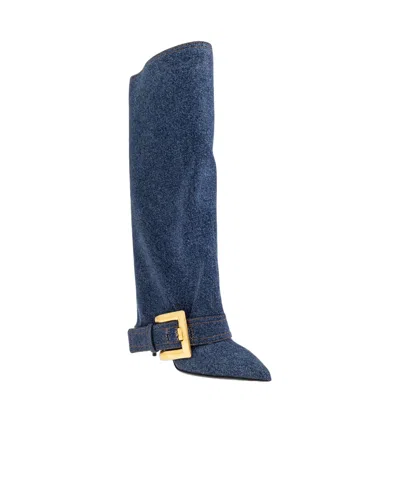 Balmain Anthem Buckled Boots In Blue