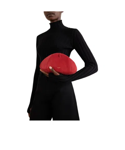 Alaïa Solid Color Suede Clutch In Red