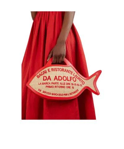 Staud Grass-woven Fish-shaped Bag In Multi