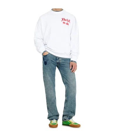 Diesel Cotton Sweatshirt With Flocked Graphics In White