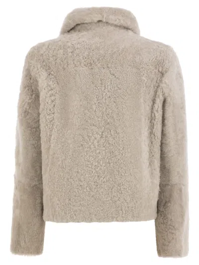 Brunello Cucinelli Double-breasted Shearling Jacket In Multi