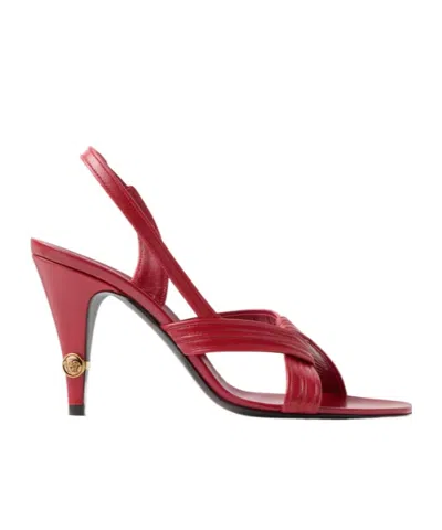 Versace Gianni Crossover-strap Sandals In Red