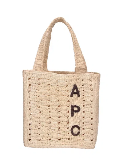 A.p.c. Rectangular Raffia Tote Bag With Sturdy Top Handles In Sand