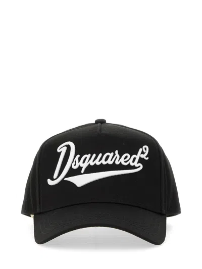 Dsquared2 Structured Black Baseball Cap With Prominent Logo In Black