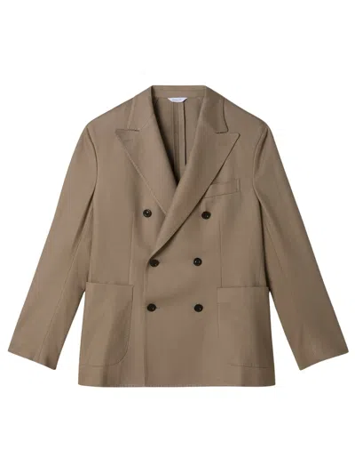 Boglioli Tailored Double-breasted Wide Lapel Blazer In Brown