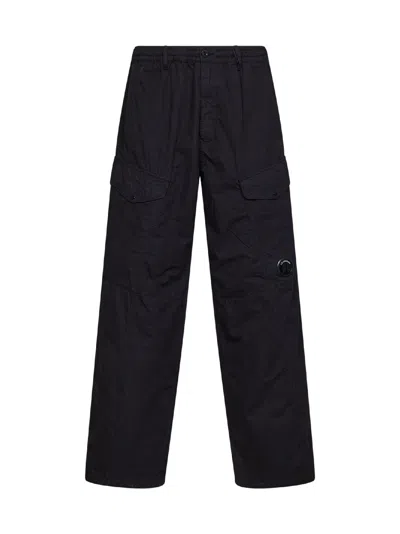 C.p. Company C.p.company Grey Micro-reps Boxy Cotton Cargo Pants In Black