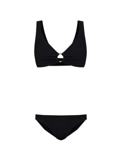 Hunza G Womens Black Nadine Seersucker Bikini Set In Black