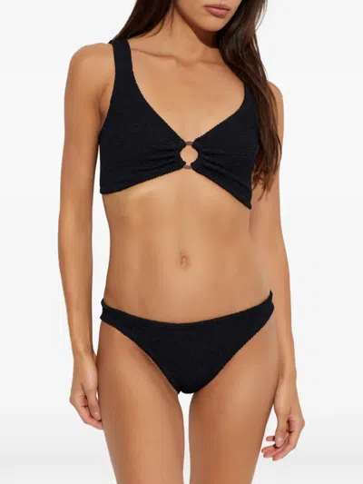 Hunza G Womens Black Nadine Seersucker Bikini Set In Black