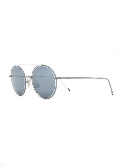 Shop Thom Browne Round Shaped Sunglasses In Metallic