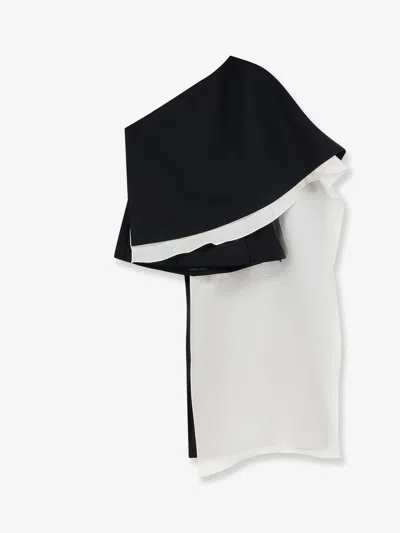 Rohe One-shoulder Caped Wool-blend Top In Black
