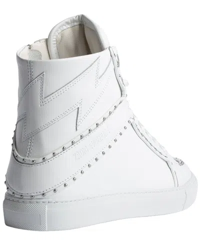Zadig & Voltaire High Flash Smooth Leather Sneaker In Multi