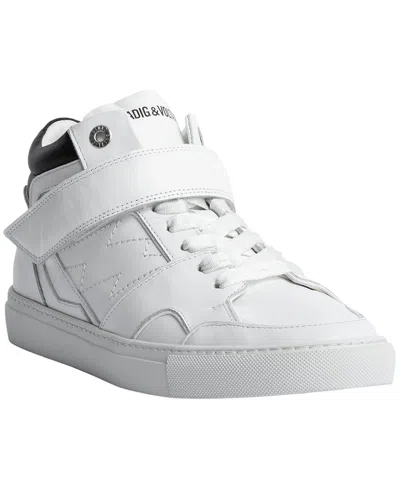 Zadig & Voltaire Mid Flash Smooth Leather Sneaker In White