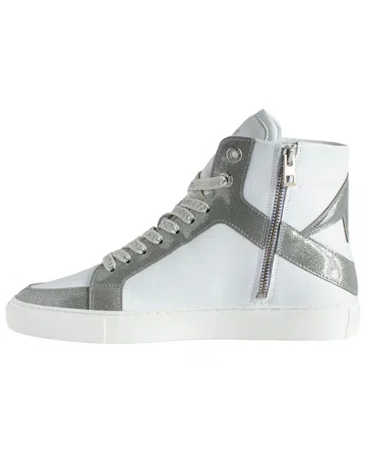 Zadig & Voltaire High Flash Infinity Leather Trainers In Silver