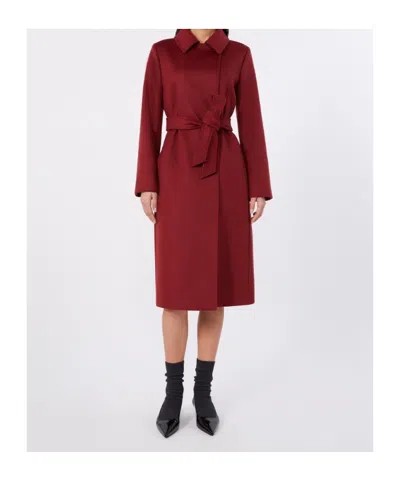 Max Mara Wool Robe Coat In Red