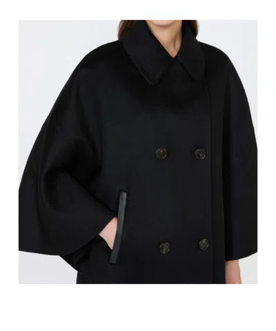 Max Mara Double-breasted Cape Coat In Black
