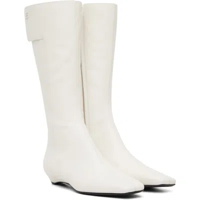 Courrèges White Heritage Flat Tall Boots In White