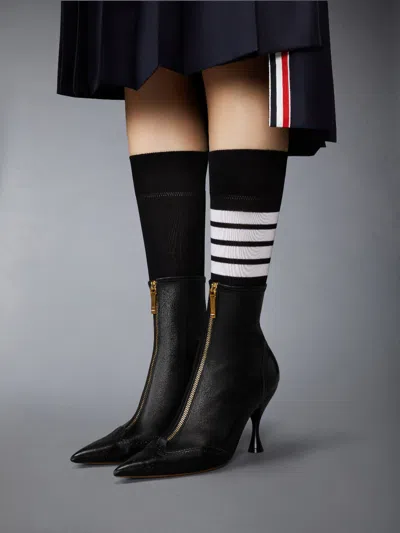 Thom Browne Wingtip Leather Ankle Boots In Black