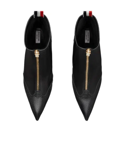 Thom Browne Wingtip Leather Ankle Boots In Black