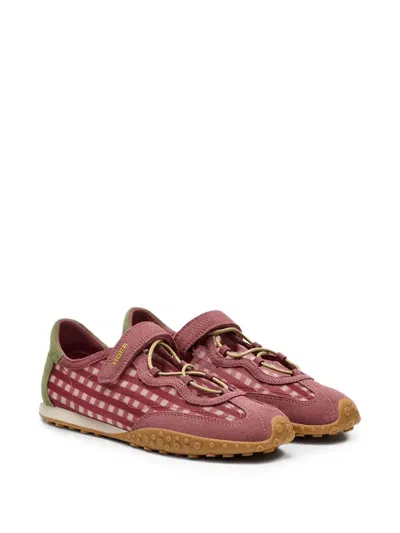 Hoff Bridge Gingham-pattern Touch-strap Sneakerinas In Brown