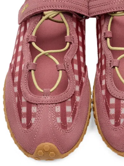 Hoff Bridge Gingham-pattern Touch-strap Sneakerinas In Brown
