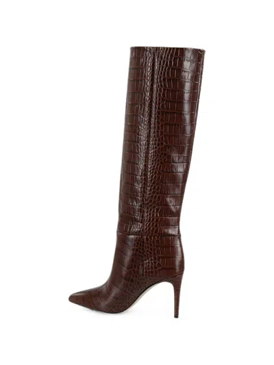 Paris Texas Ebony Stiletto Boot 85 Pointed Crocodile-effect Leather Boots In Brown