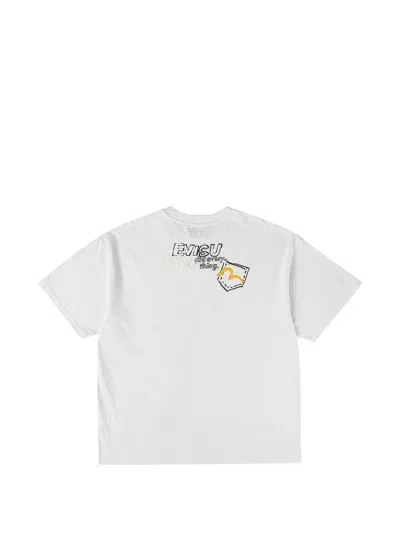 Evisu Hand-drawn Multi-pocket T-shirt In White