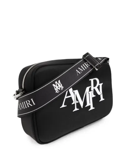 Amiri Staggered Logo-embroidered Canvas Camera Bag In Black