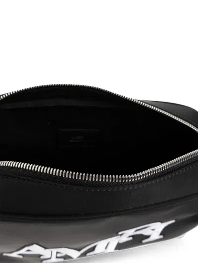 Amiri Staggered Logo-embroidered Canvas Camera Bag In Black