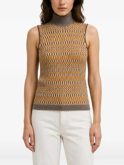 Retori Micro-check-stitch Sleeveless Top In Multi