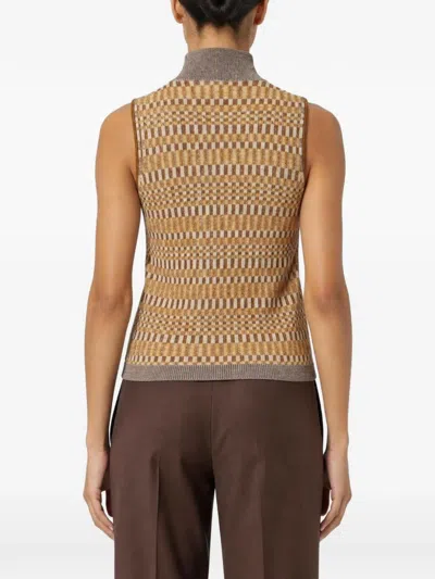 Retori Micro-check-stitch Sleeveless Top In Multi