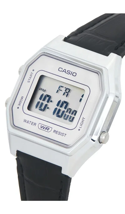 Casio La680 Series Leather Watch In Black