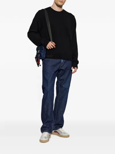 Dsquared2 Logo-embroidered Pouch-pocket Sweater In Black