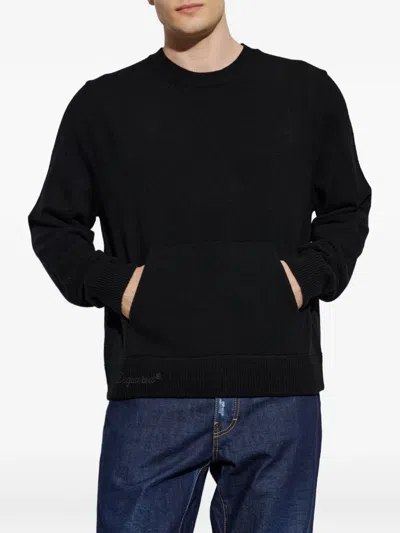 Dsquared2 Logo-embroidered Pouch-pocket Sweater In Black