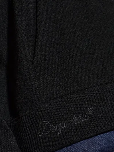 Dsquared2 Logo-embroidered Pouch-pocket Sweater In Black